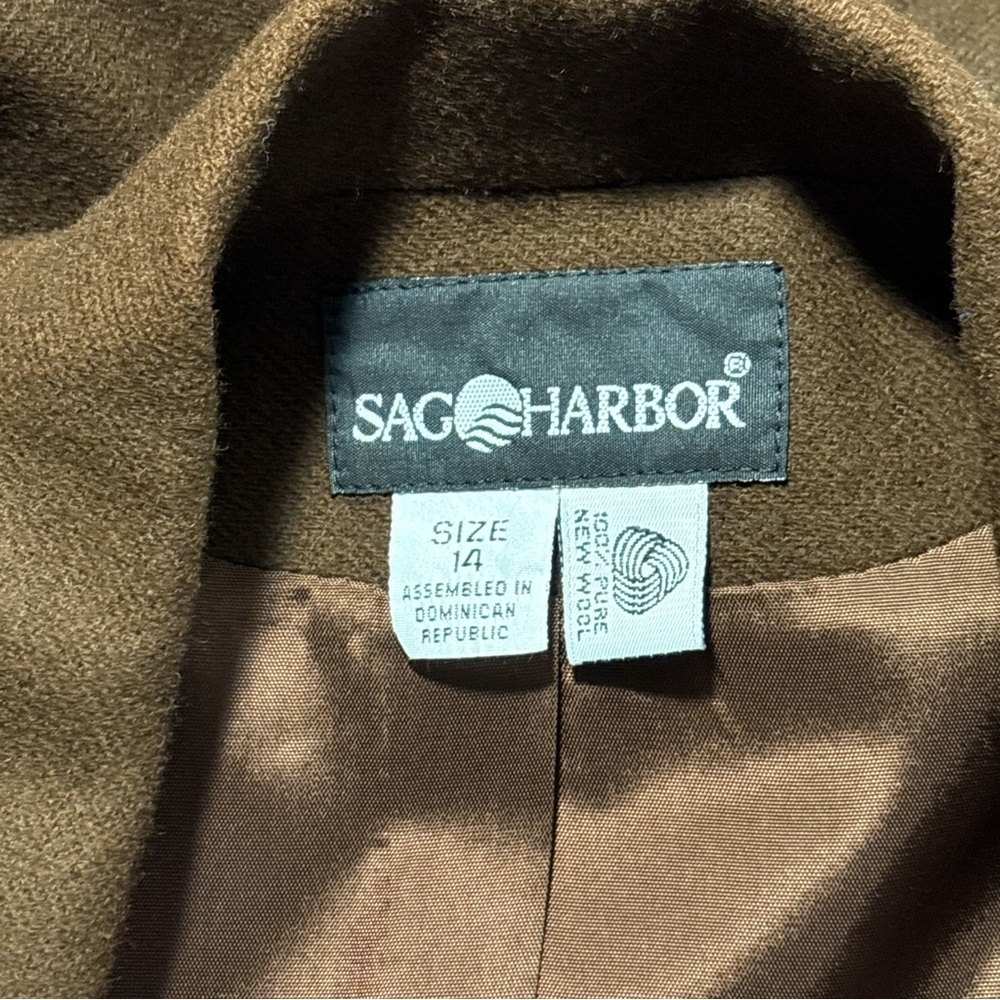 Vintage Sag Harbor Women's 14 Brown 100% Pure Wool Jacket Blazer Lined - Picture 5 of 6